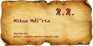 Miksa Márta névjegykártya